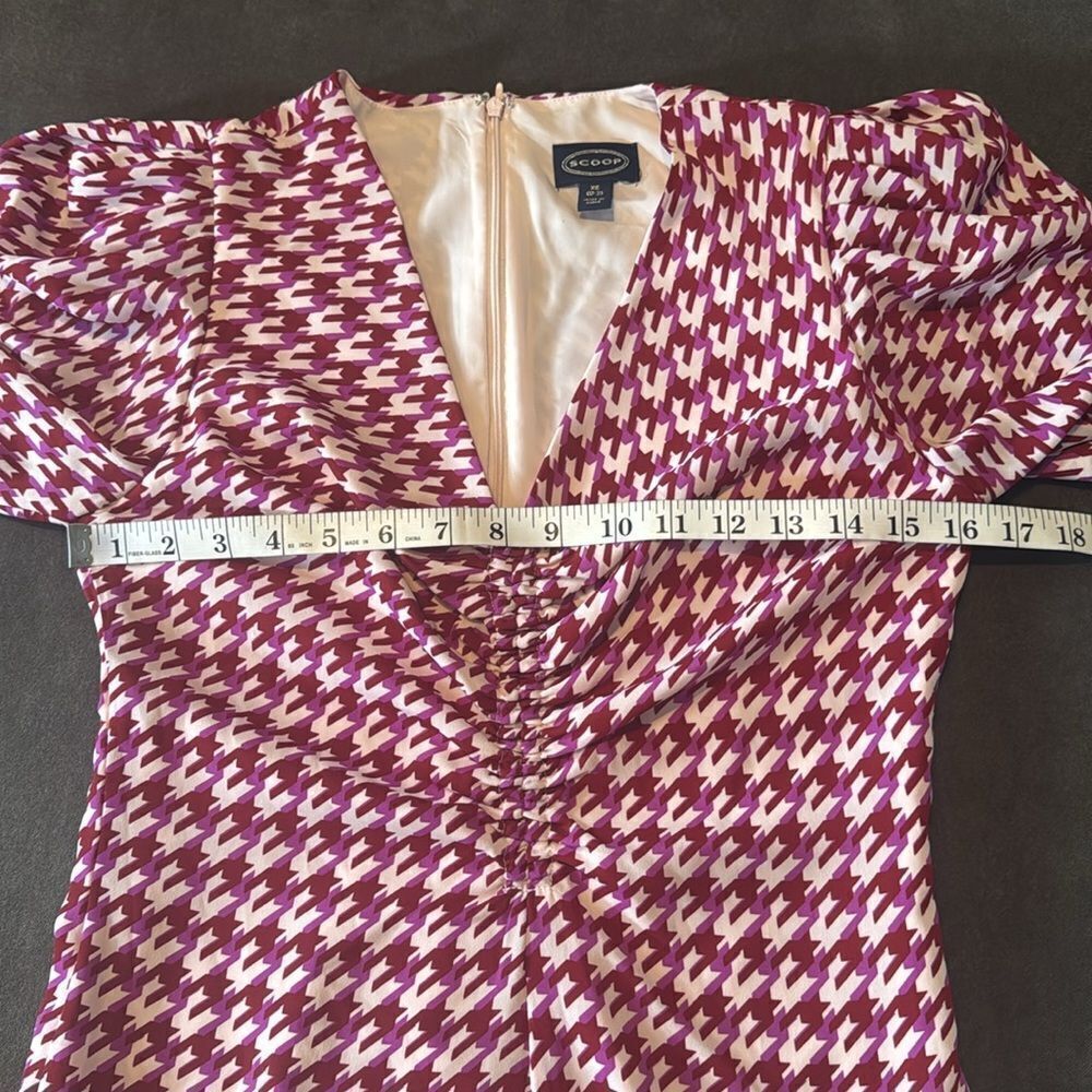 Women’s Scoop Ruched Front Dress 3/4 Sleeve Houndstooth Size XS (0-2) NEW - Picture 9 of 16